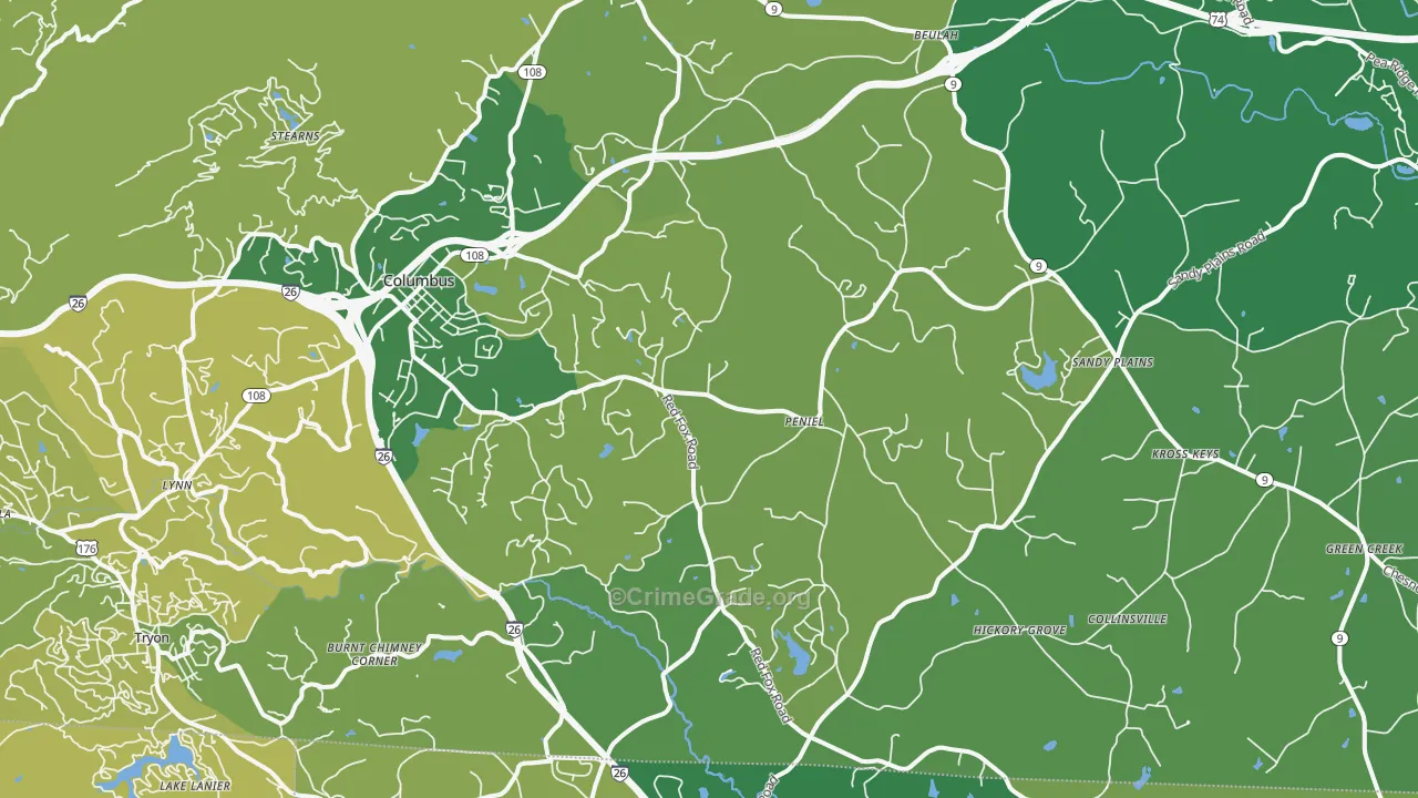 Columbus, NC Map of Vehicle Theft Rates
