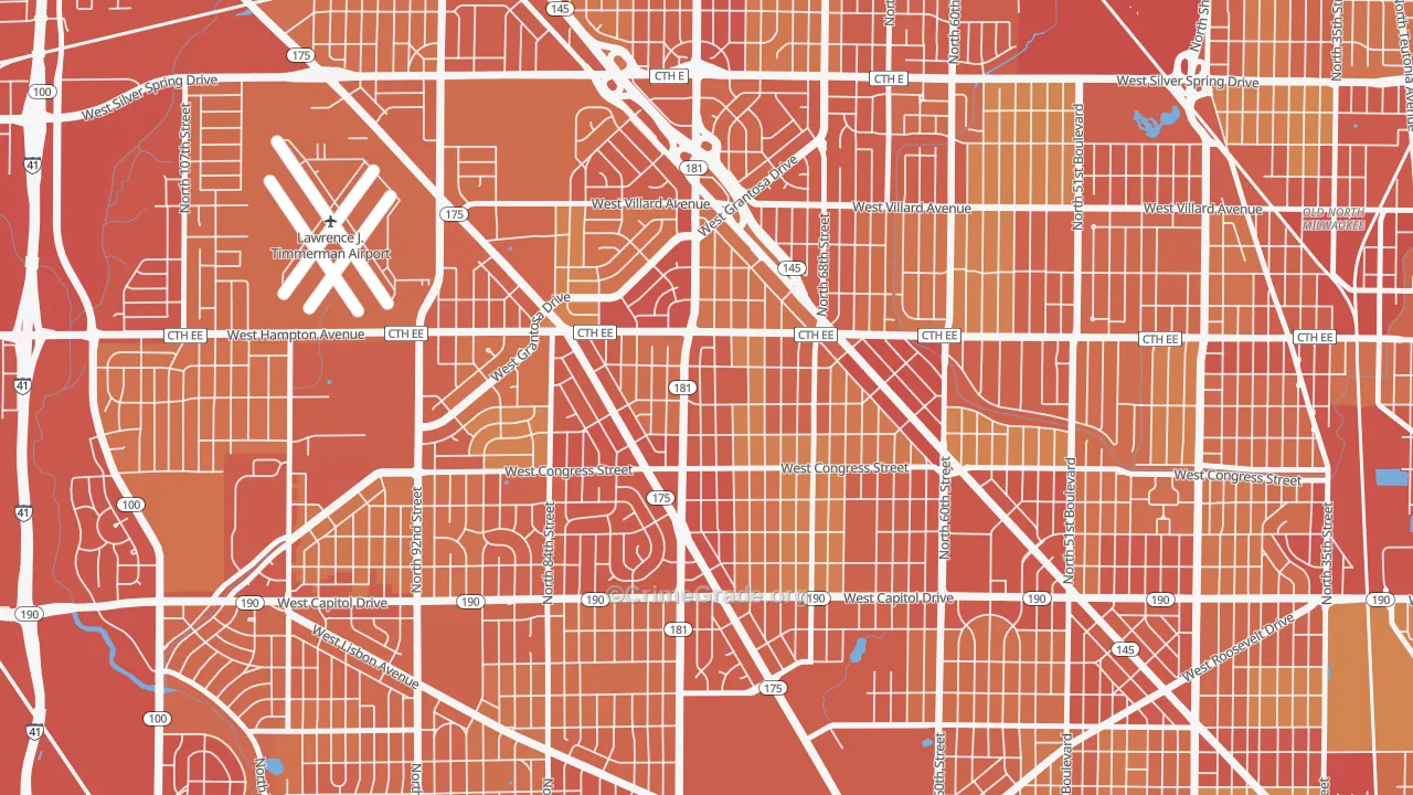 Columbus Park, Milwaukee, WI Map of Vehicle Theft Rates