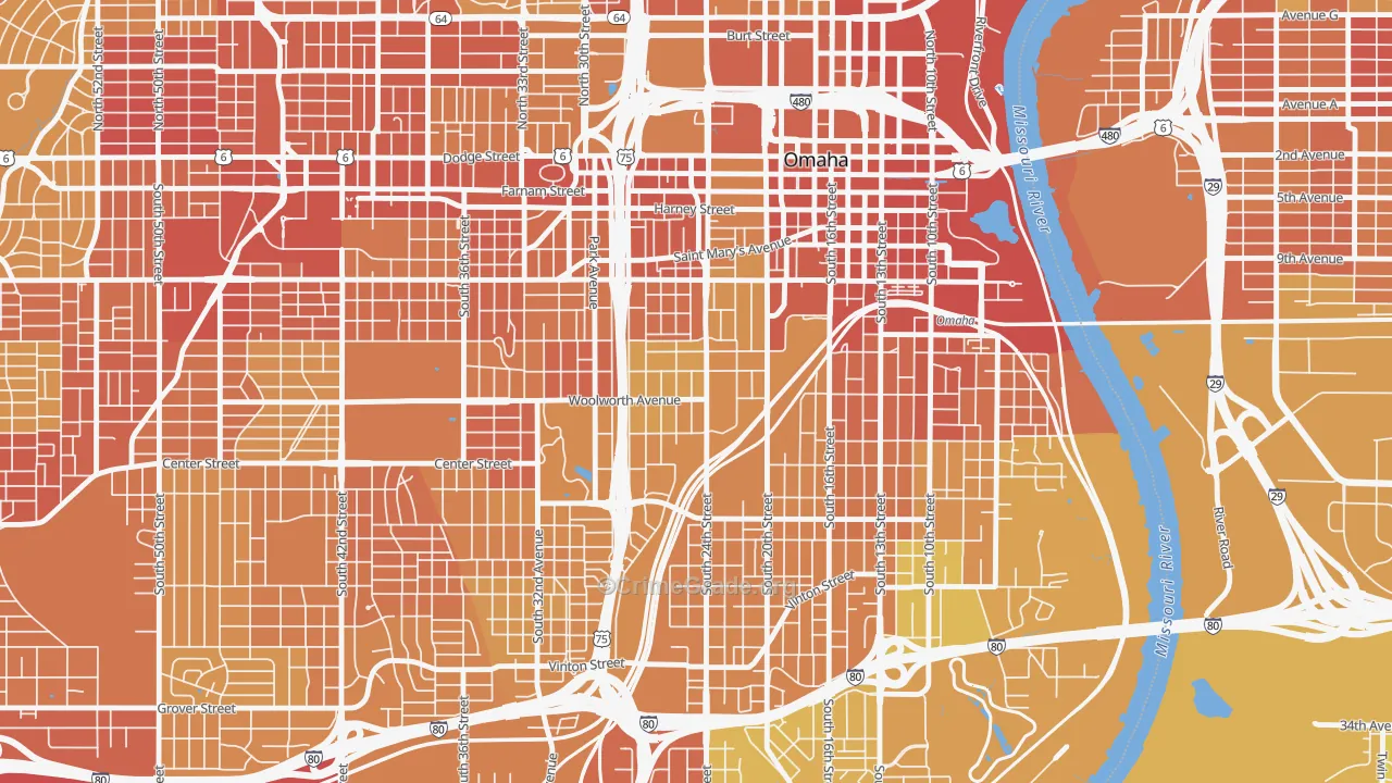 Columbus Park, Omaha, NE Map of Vehicle Theft Rates