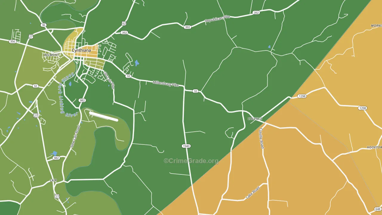 Colville, KY Map of Vehicle Theft Rates