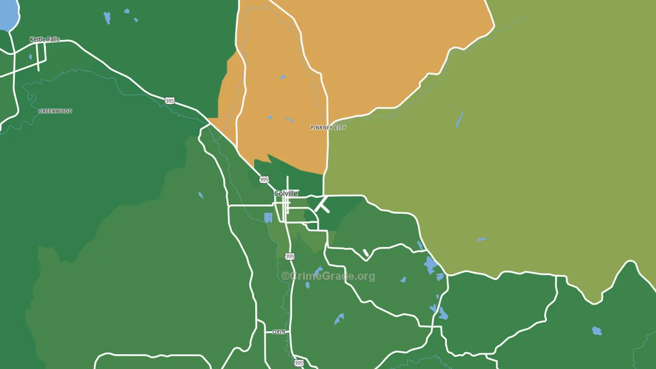 Colville, WA Map of Vehicle Theft Rates