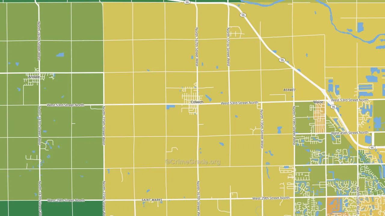 Colwich, KS Map of Vehicle Theft Rates