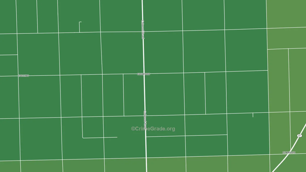 Colwood, MI Map of Vehicle Theft Rates