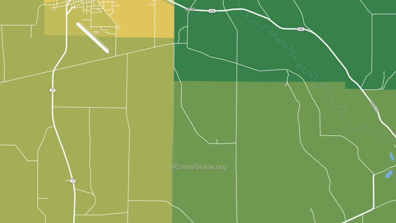 Colza, PA Map of Vehicle Theft Rates