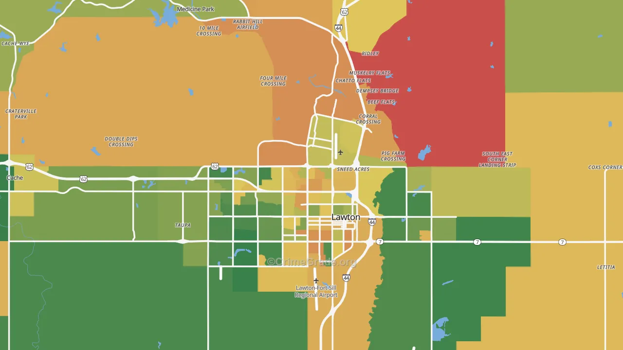 Comanche County, OK Map of Vehicle Theft Rates