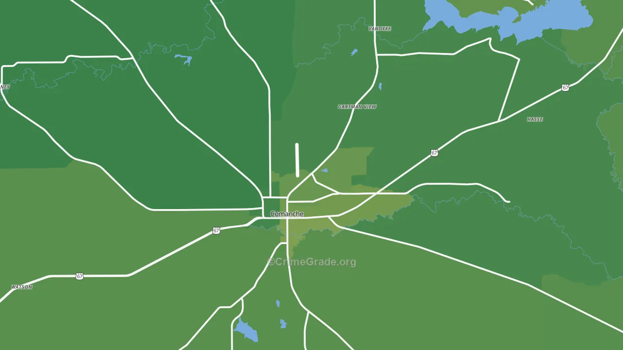 Comanche, TX Map of Vehicle Theft Rates