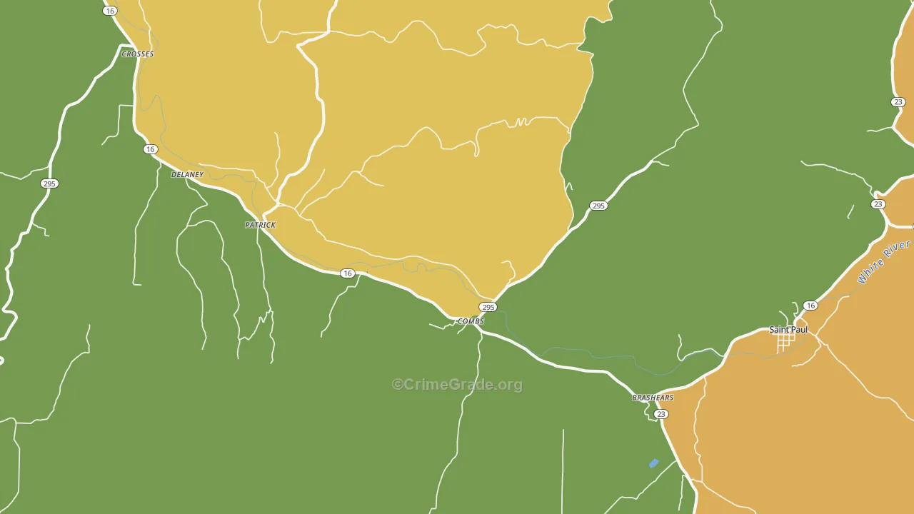 Combs, AR Map of Vehicle Theft Rates