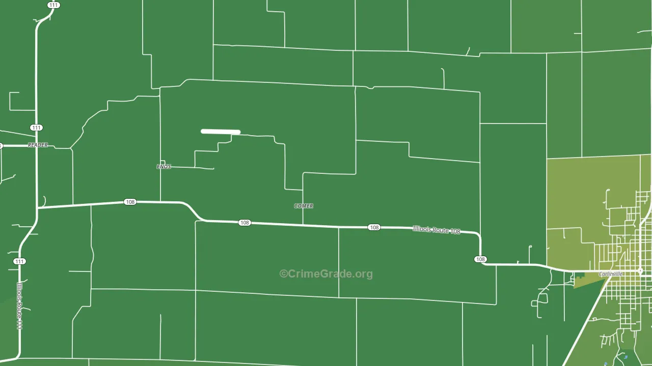Comer, IL Map of Vehicle Theft Rates