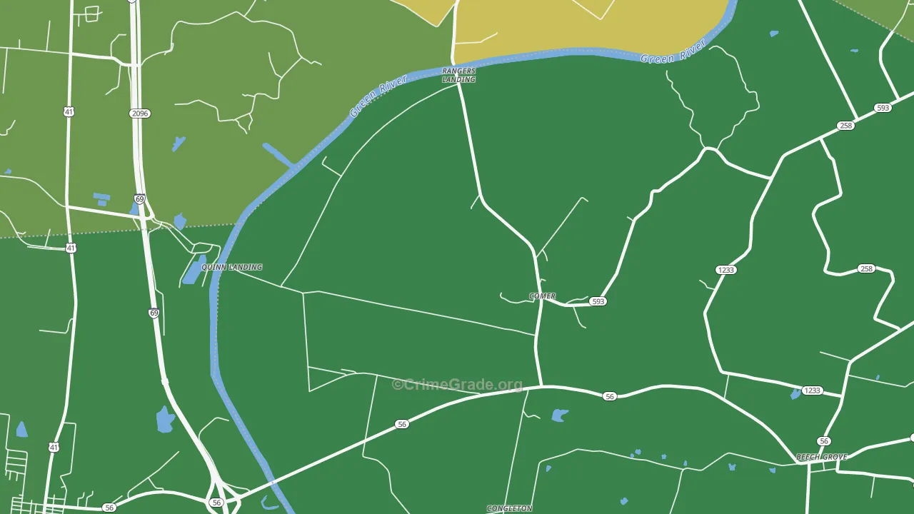 Comer, KY Map of Vehicle Theft Rates