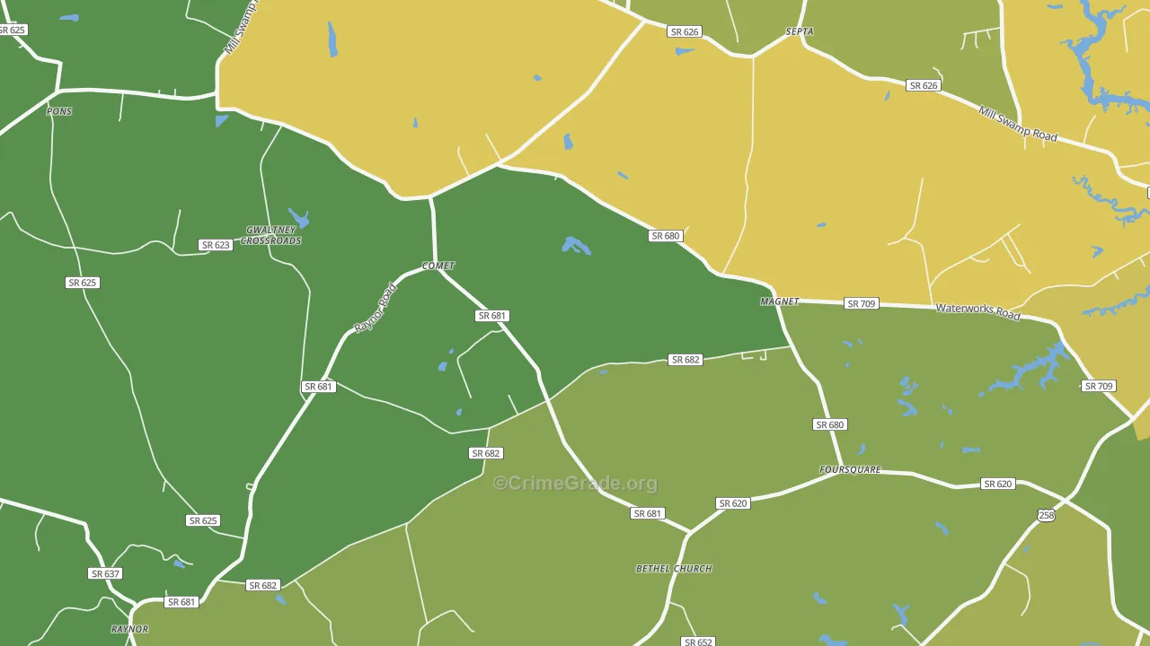 Comet, VA Map of Vehicle Theft Rates