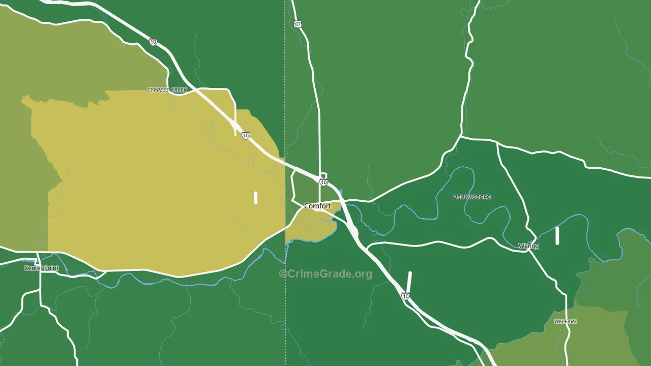 Comfort, TX Map of Vehicle Theft Rates