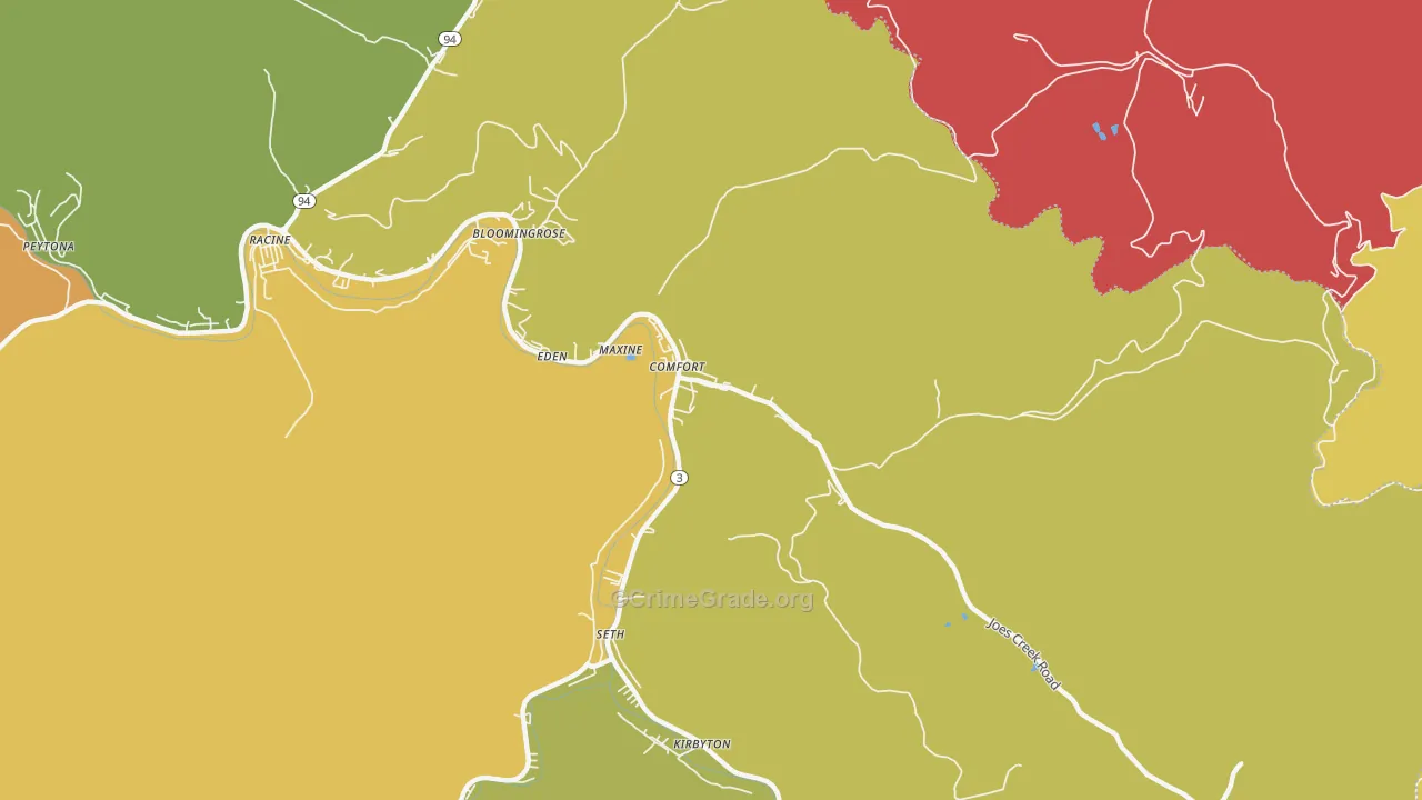 Comfort, WV Map of Vehicle Theft Rates