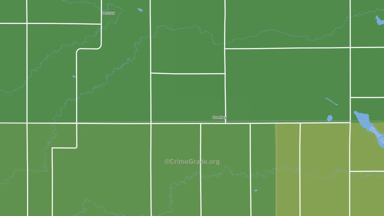 Comfrey, MN Map of Vehicle Theft Rates