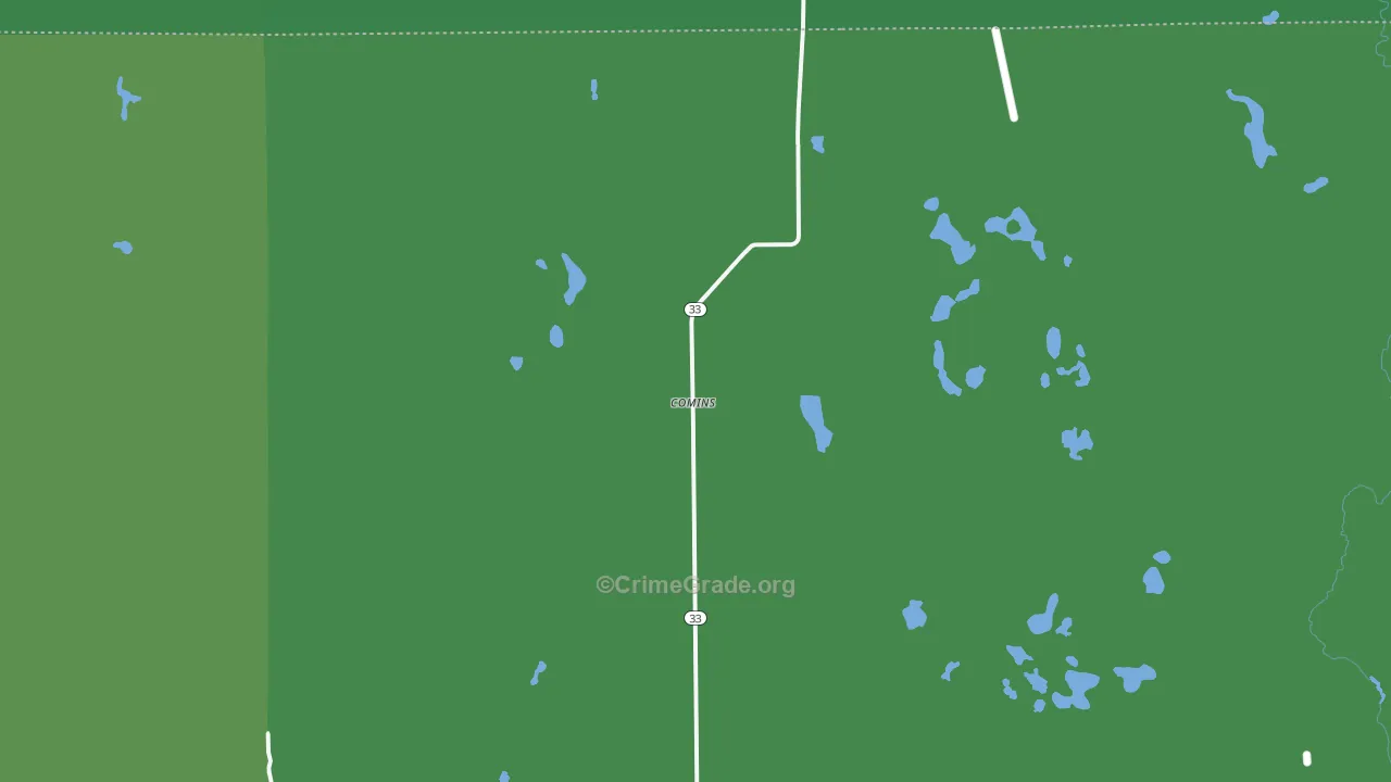 Comins, MI Map of Vehicle Theft Rates