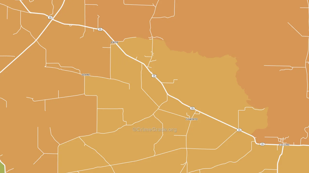 Cominto, AR Map of Vehicle Theft Rates