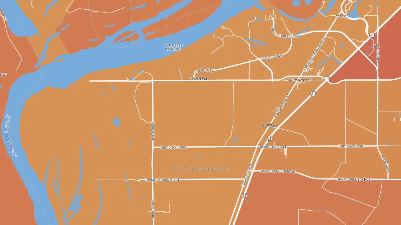 Commerce, MS Map of Vehicle Theft Rates