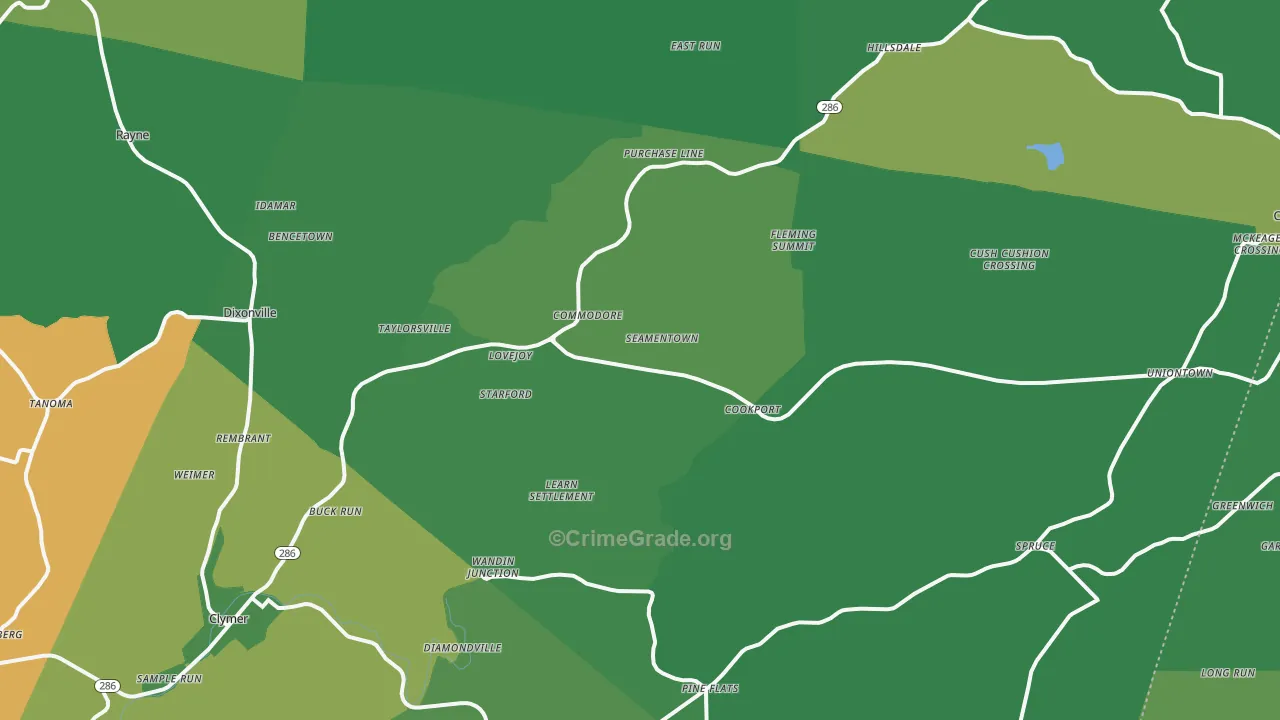 Commodore, PA Map of Vehicle Theft Rates