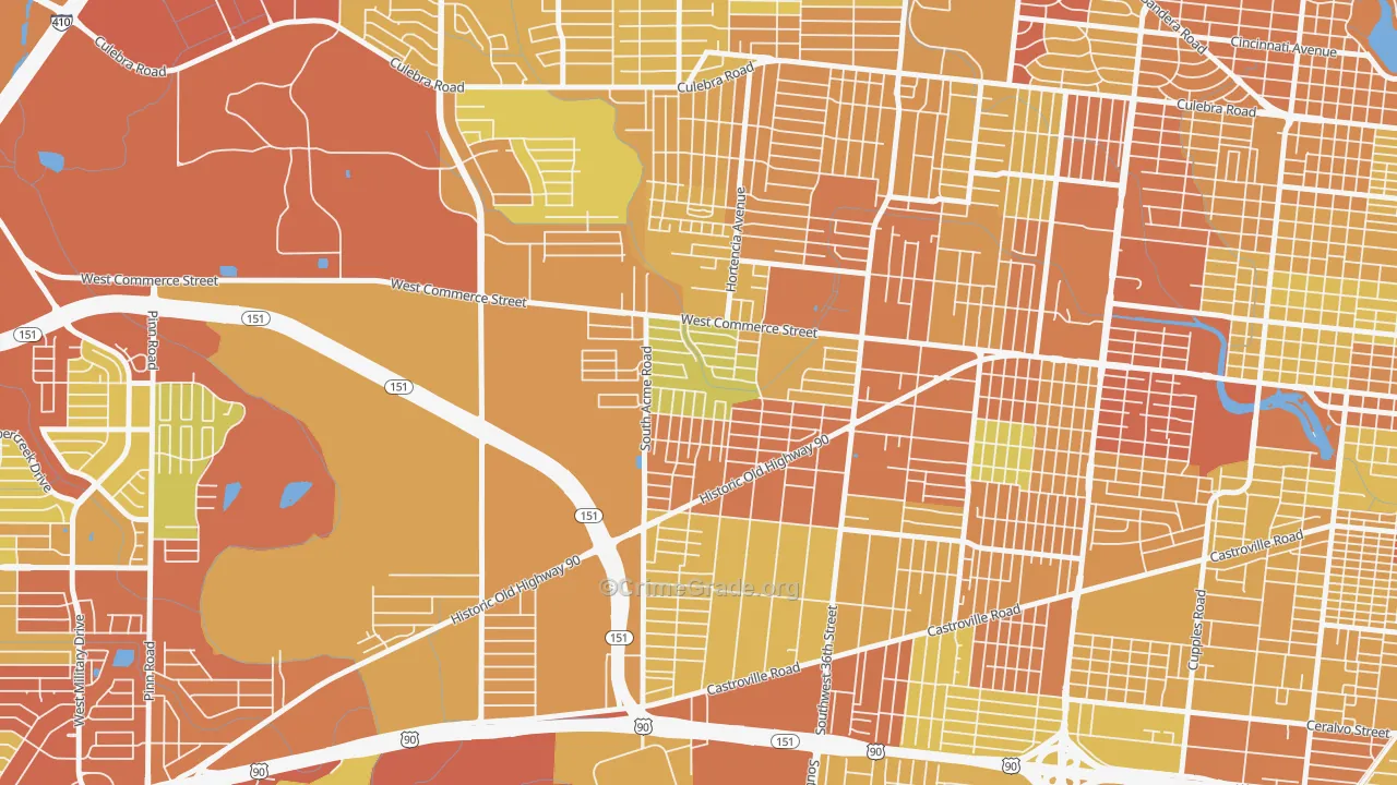 Community Workers Council, San Antonio, TX Map of Vehicle Theft Rates