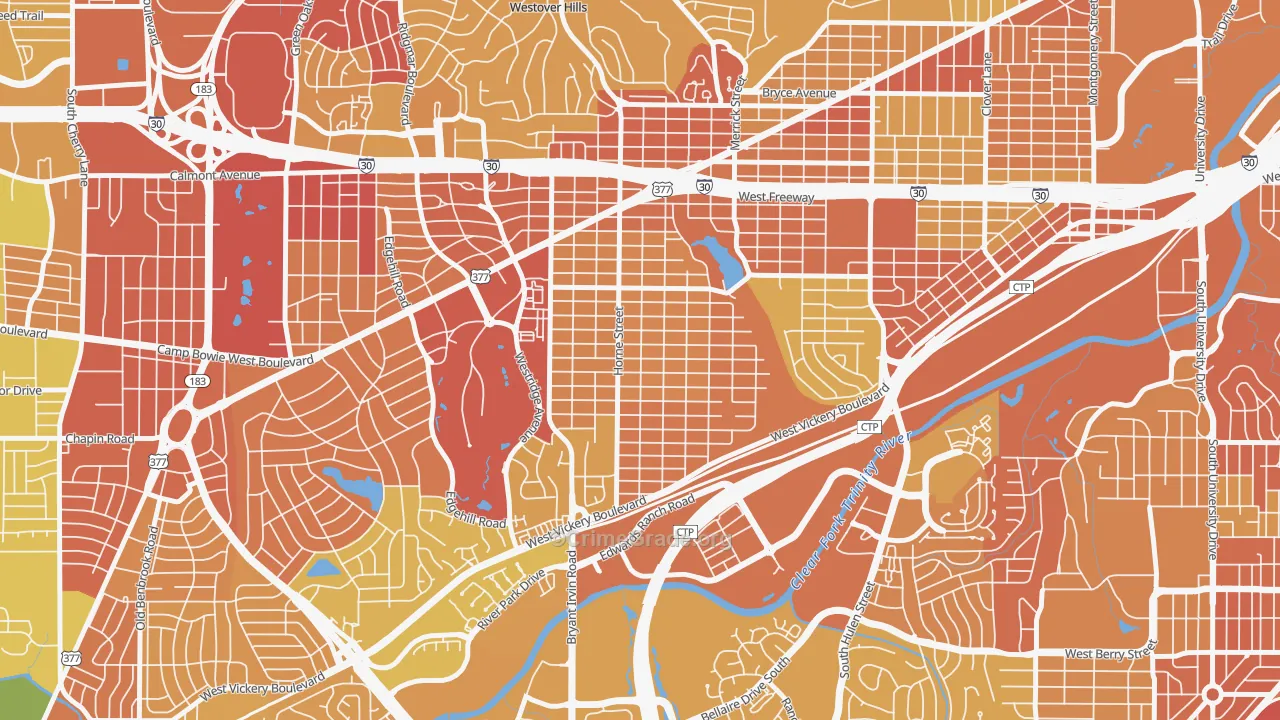 Como, Fort Worth, TX Map of Vehicle Theft Rates
