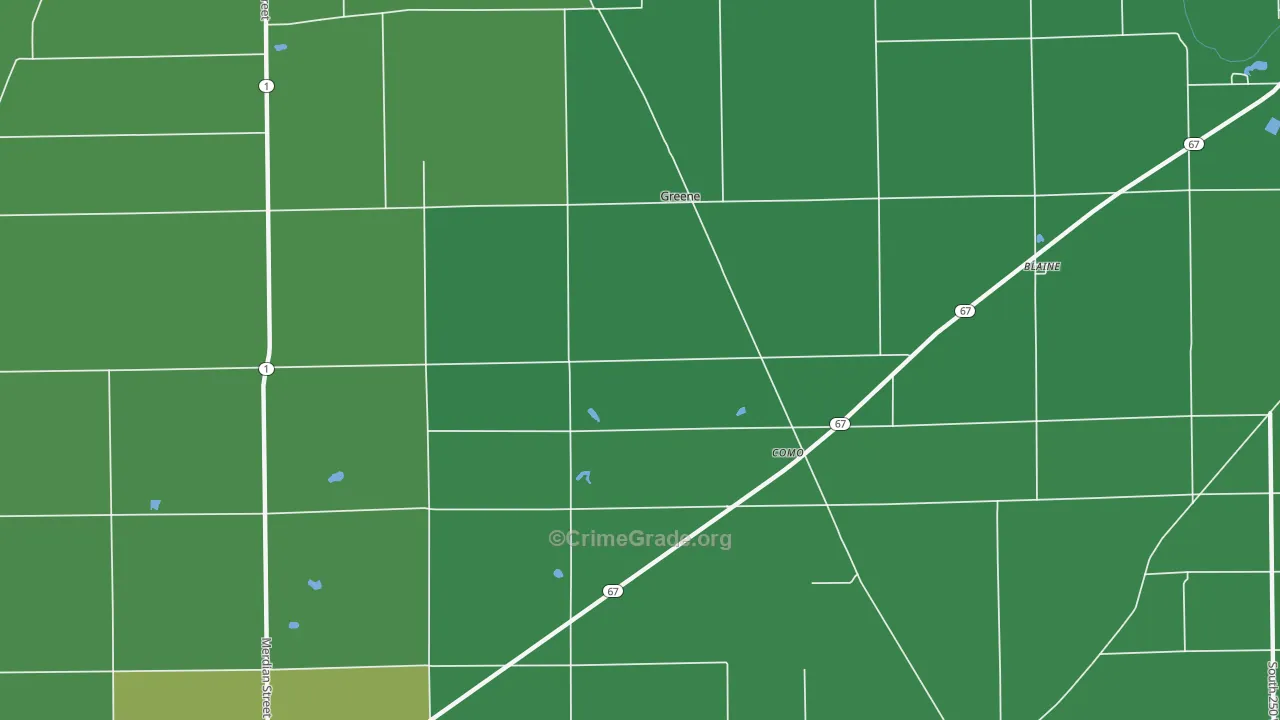 Como, IN Map of Vehicle Theft Rates