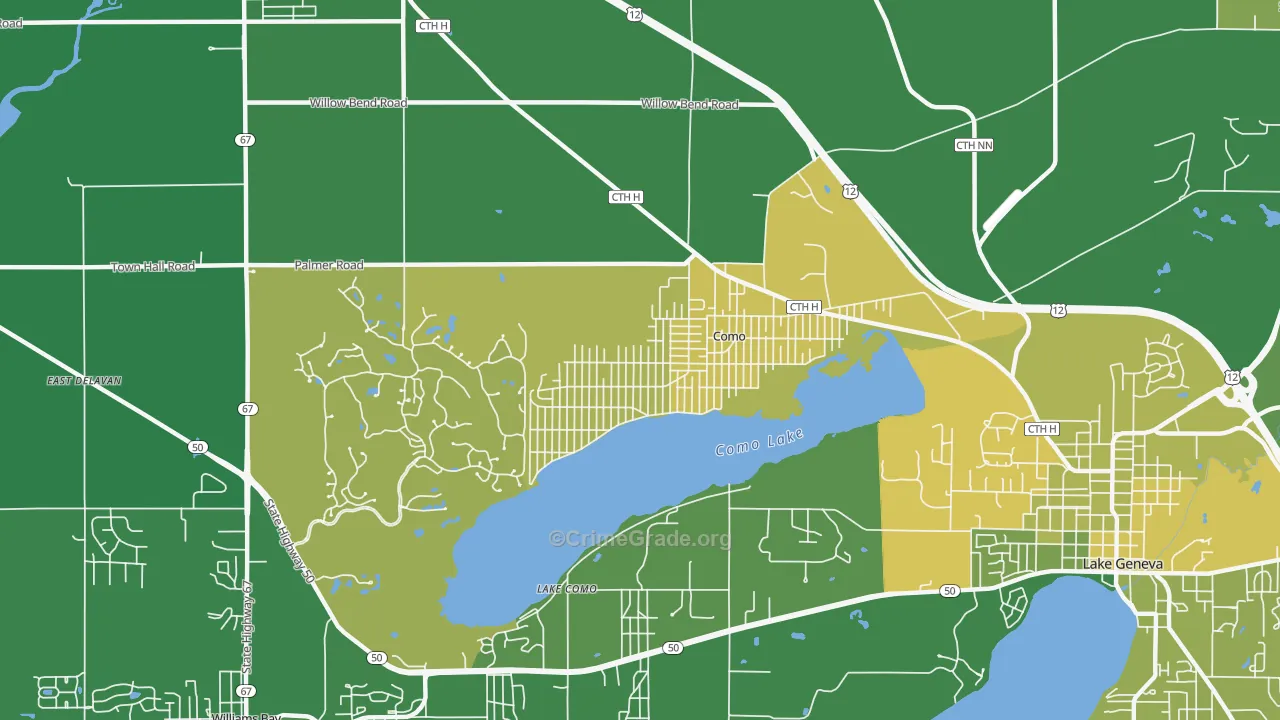 Como, WI Map of Vehicle Theft Rates