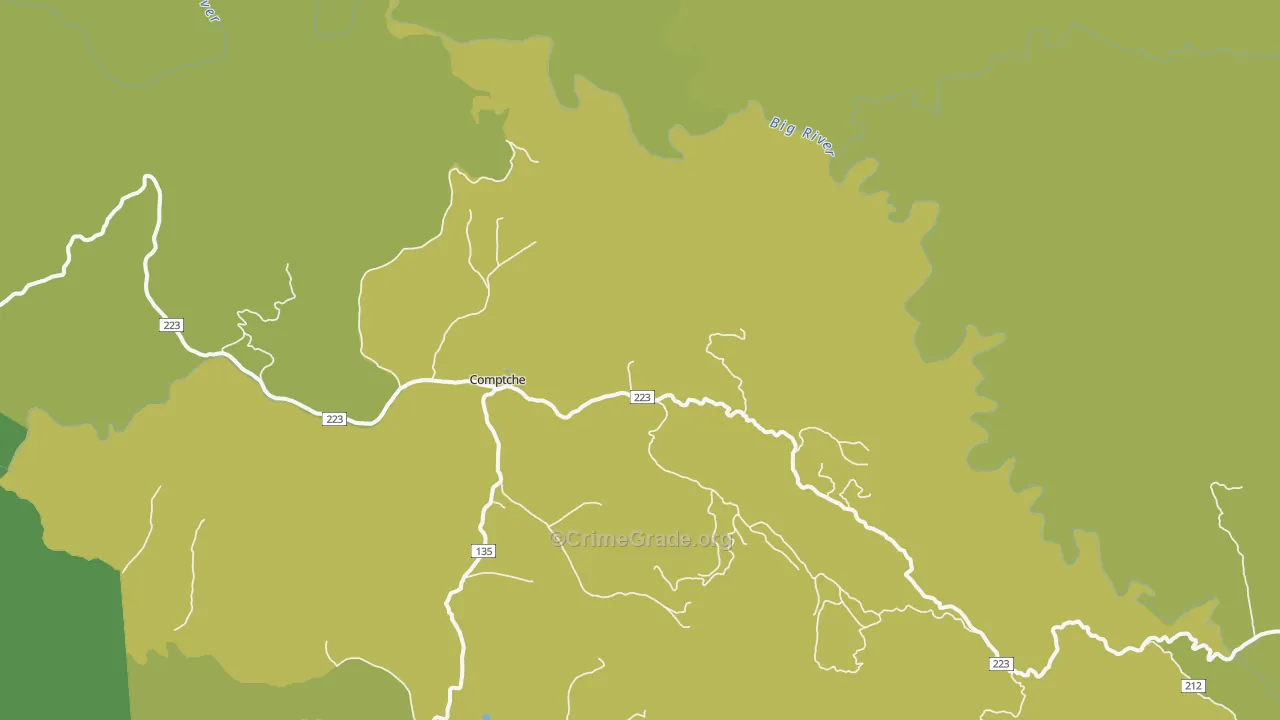 Comptche, CA Map of Vehicle Theft Rates