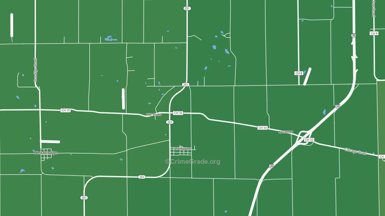 Compton, IL Map of Vehicle Theft Rates