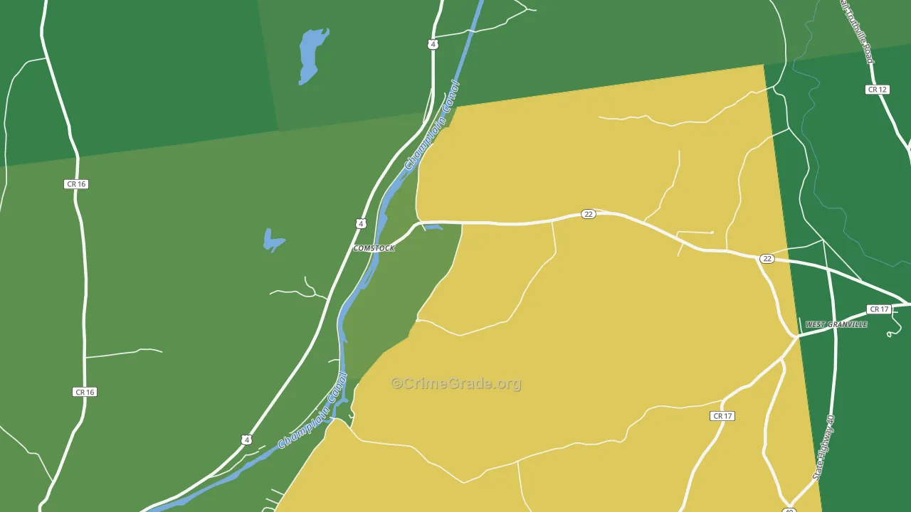 Comstock, NY Map of Vehicle Theft Rates