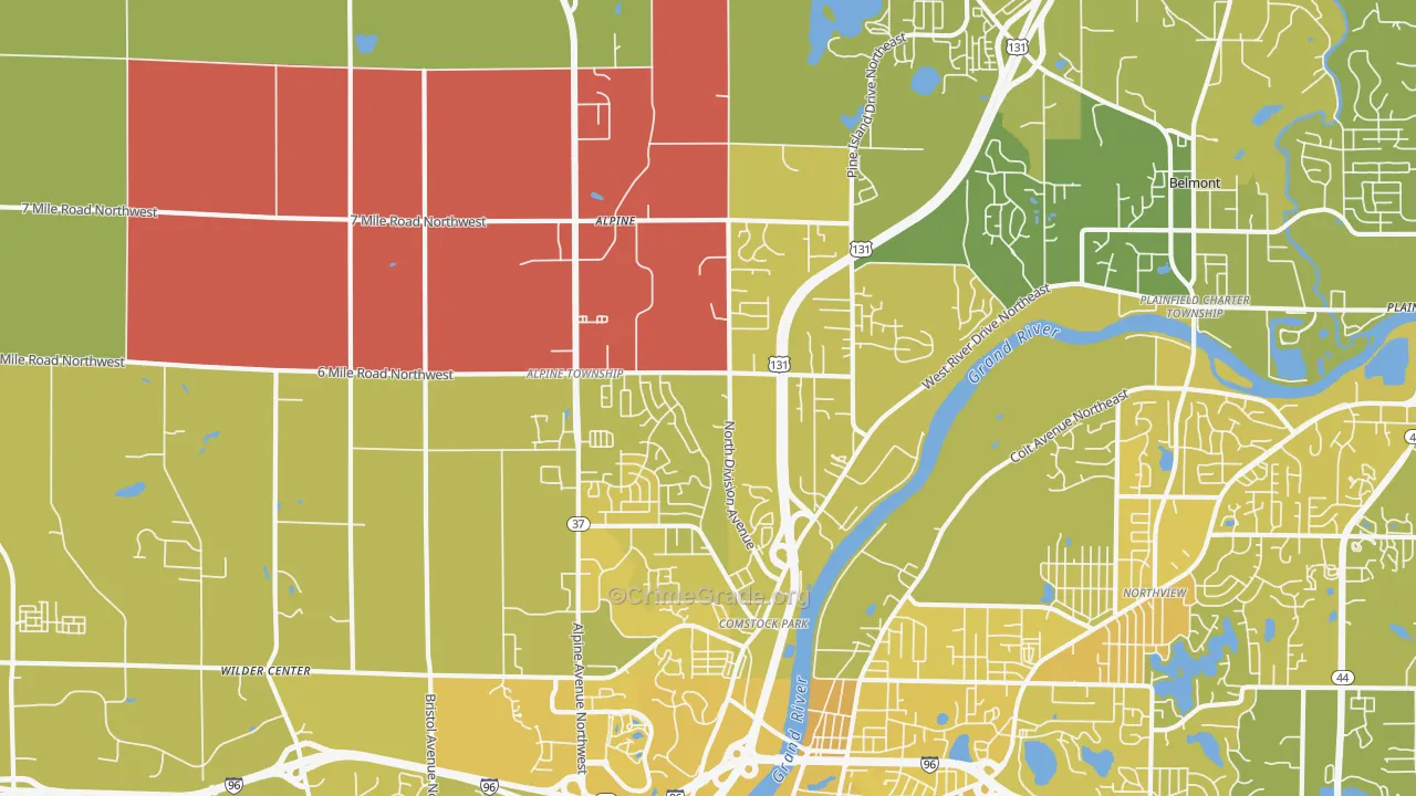 Comstock Park, MI Map of Vehicle Theft Rates