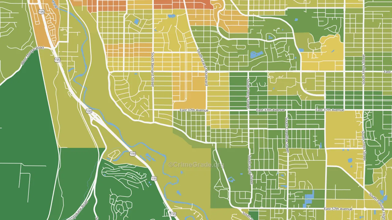 Comstock, Spokane, WA Map of Vehicle Theft Rates