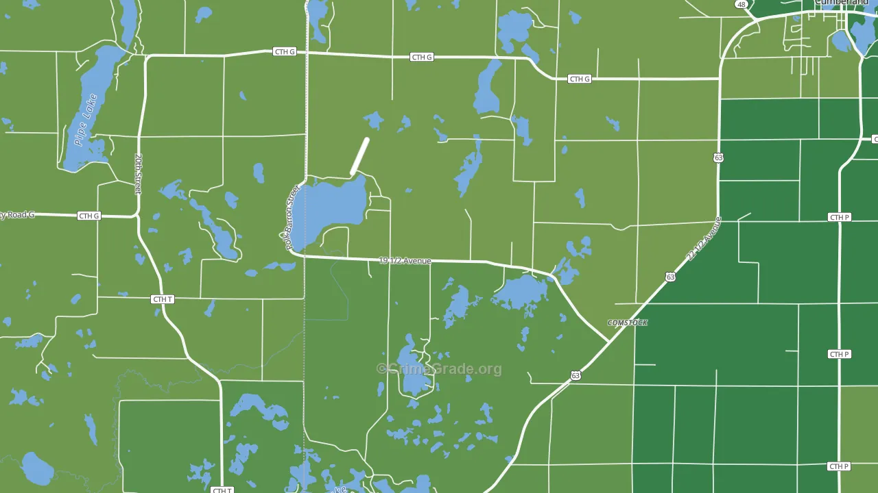 Comstock, WI Map of Vehicle Theft Rates