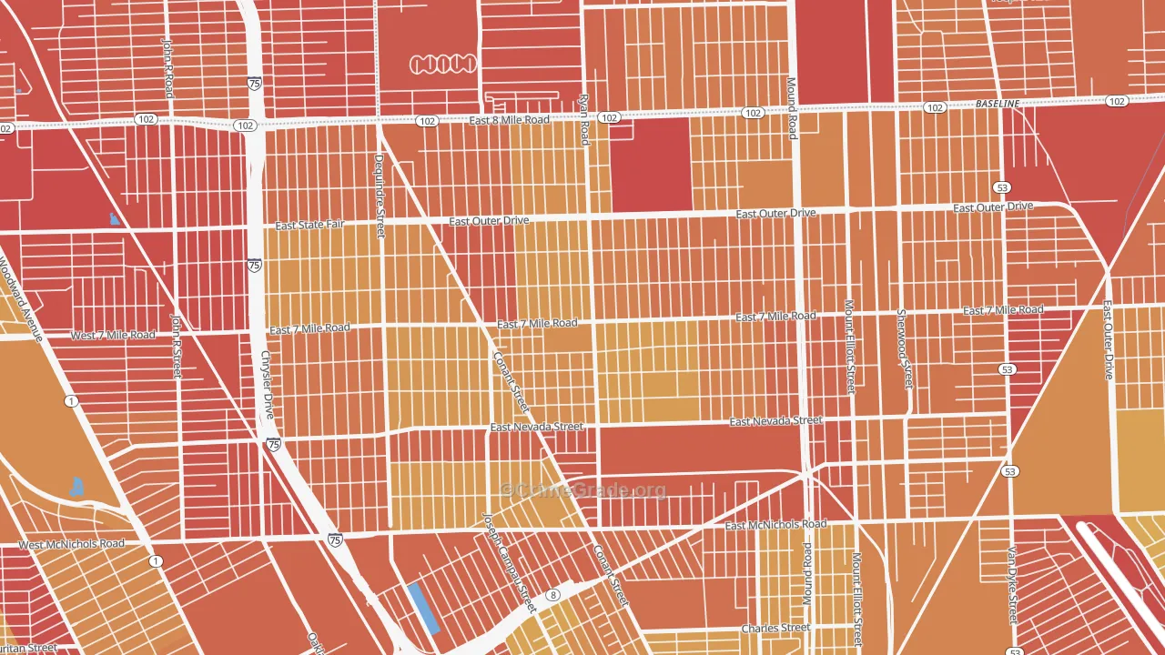 Conant Gardens, Detroit, MI Map of Vehicle Theft Rates