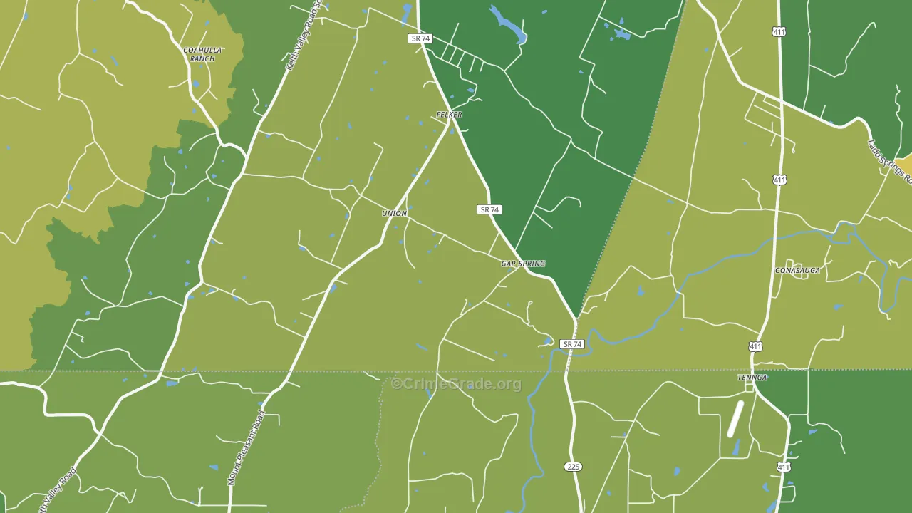 Conasauga, TN Map of Vehicle Theft Rates