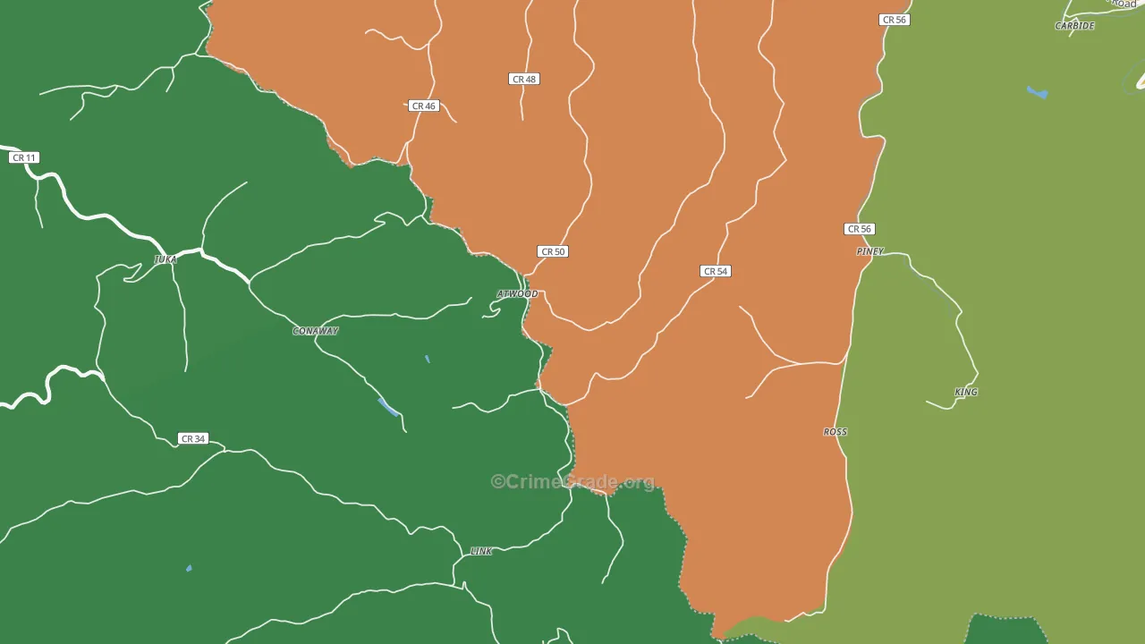 Conaway, WV Map of Vehicle Theft Rates