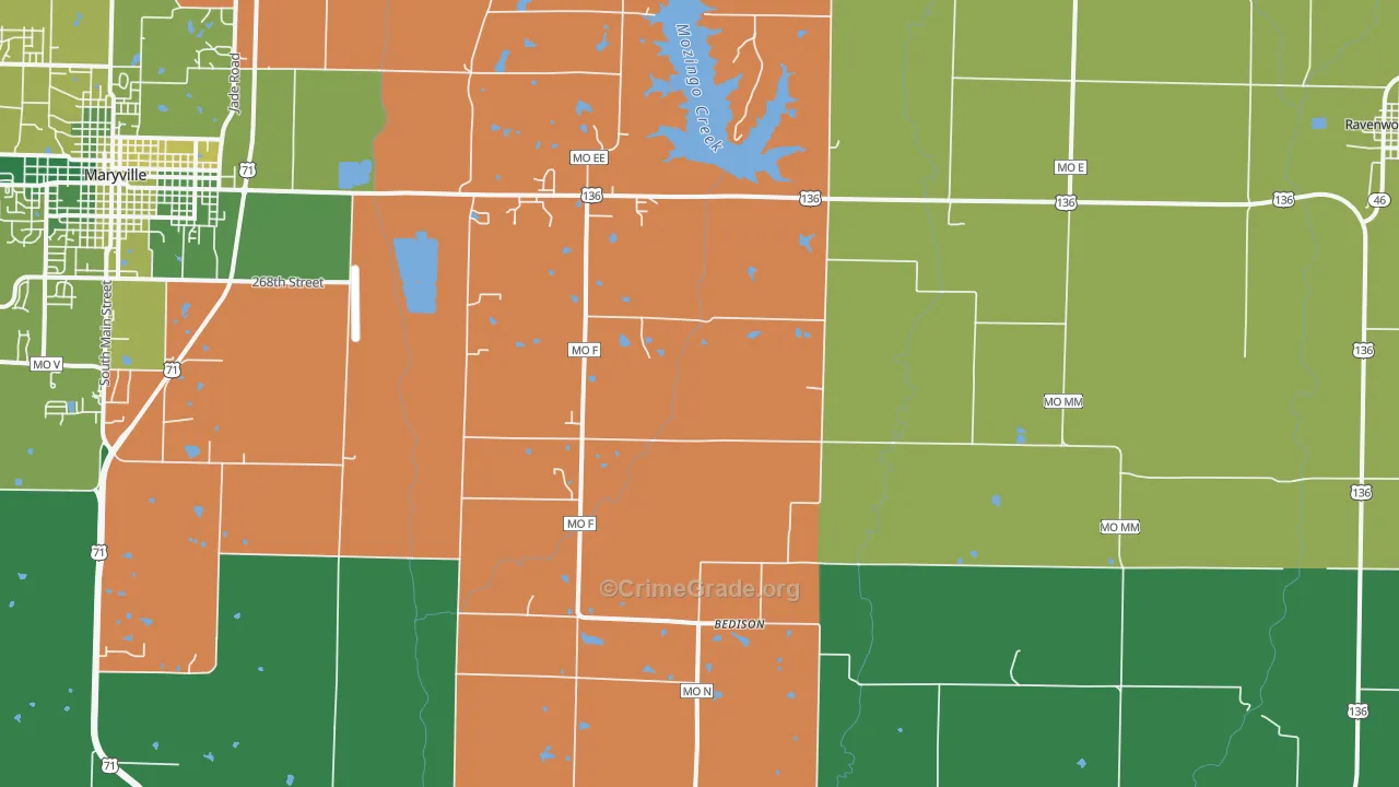 Conception Junction, MO Map of Vehicle Theft Rates