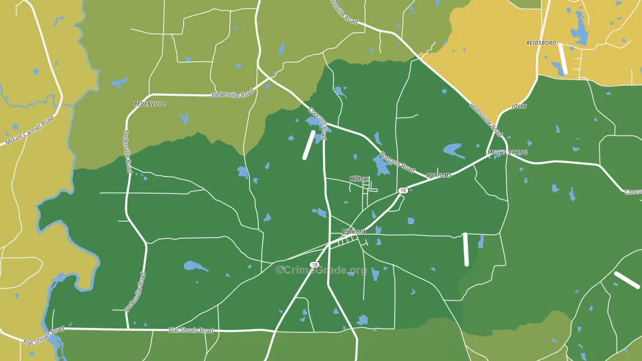 Concord, GA Map of Vehicle Theft Rates