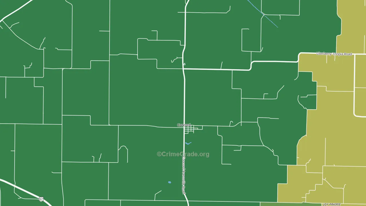Concord, IL Map of Vehicle Theft Rates