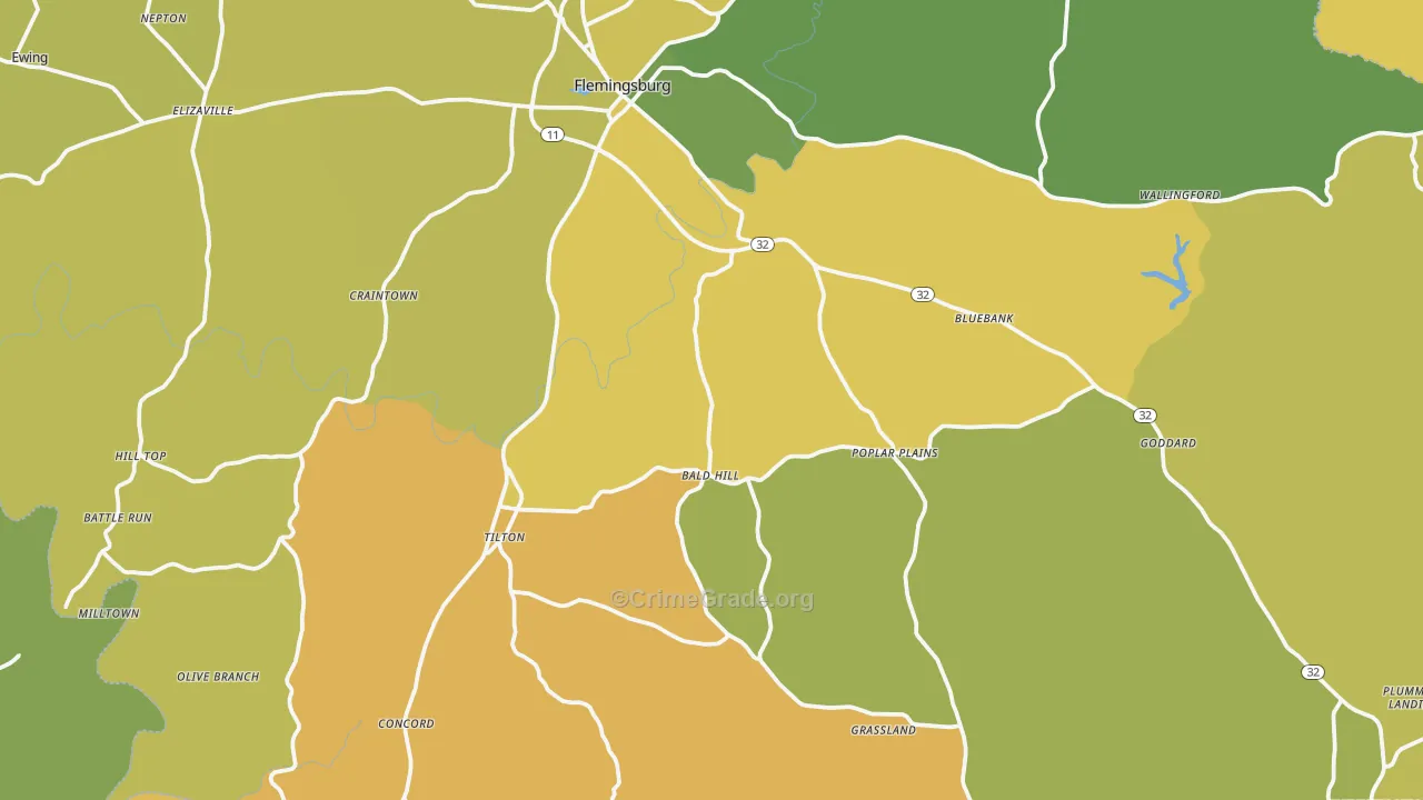 Concord, KY Map of Vehicle Theft Rates