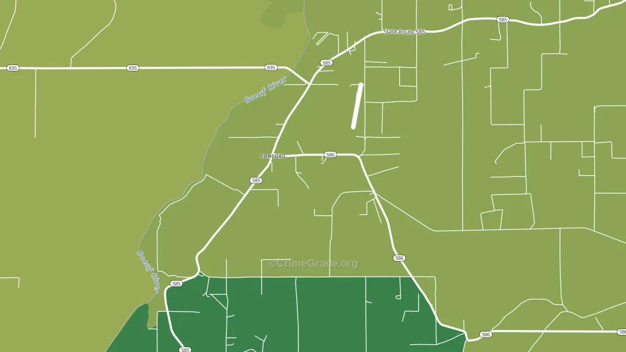 Concord, LA Map of Vehicle Theft Rates