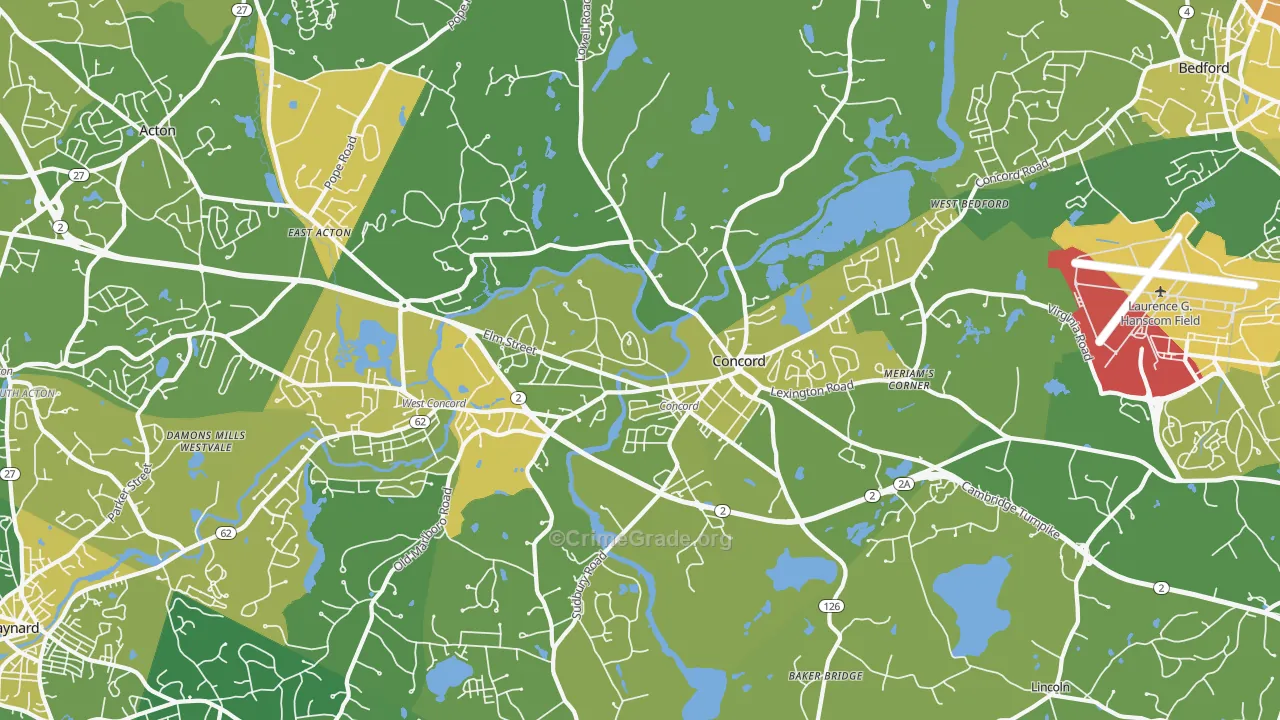 Concord, MA Map of Vehicle Theft Rates