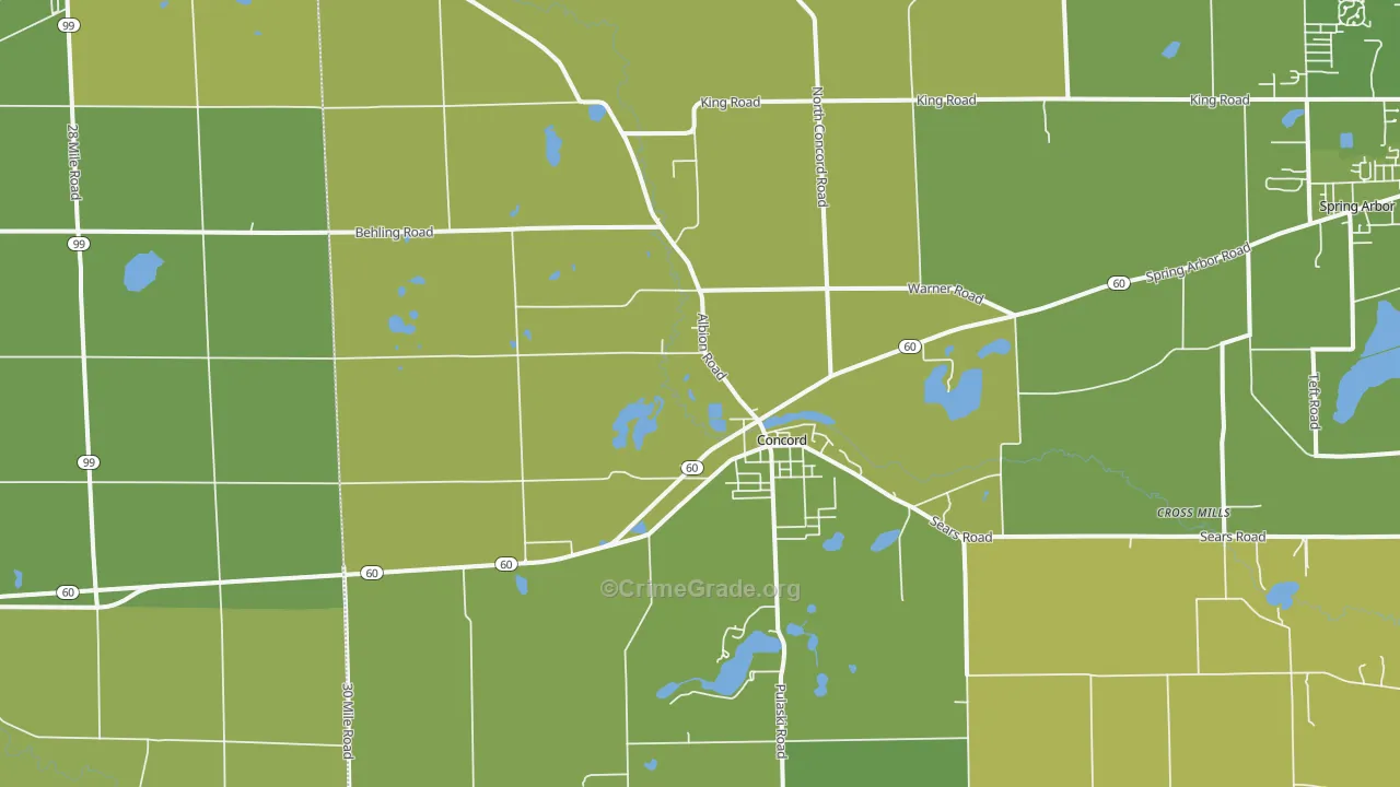 Concord, MI Map of Vehicle Theft Rates