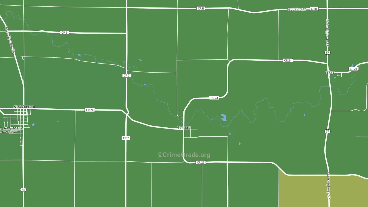 Concord, MN Map of Vehicle Theft Rates