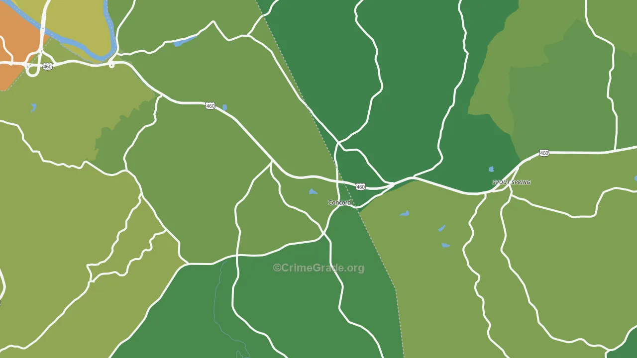 Concord, VA Map of Vehicle Theft Rates