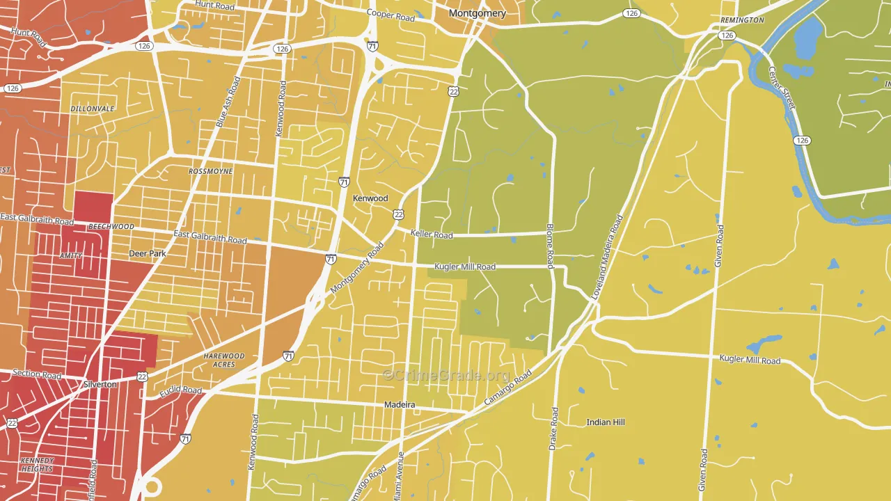 Concorde Hills, OH Map of Vehicle Theft Rates