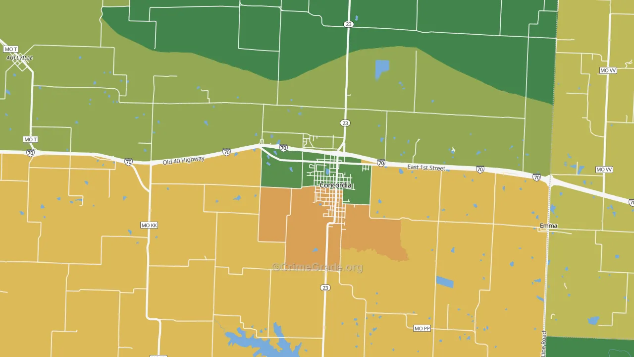 Concordia, MO Map of Vehicle Theft Rates