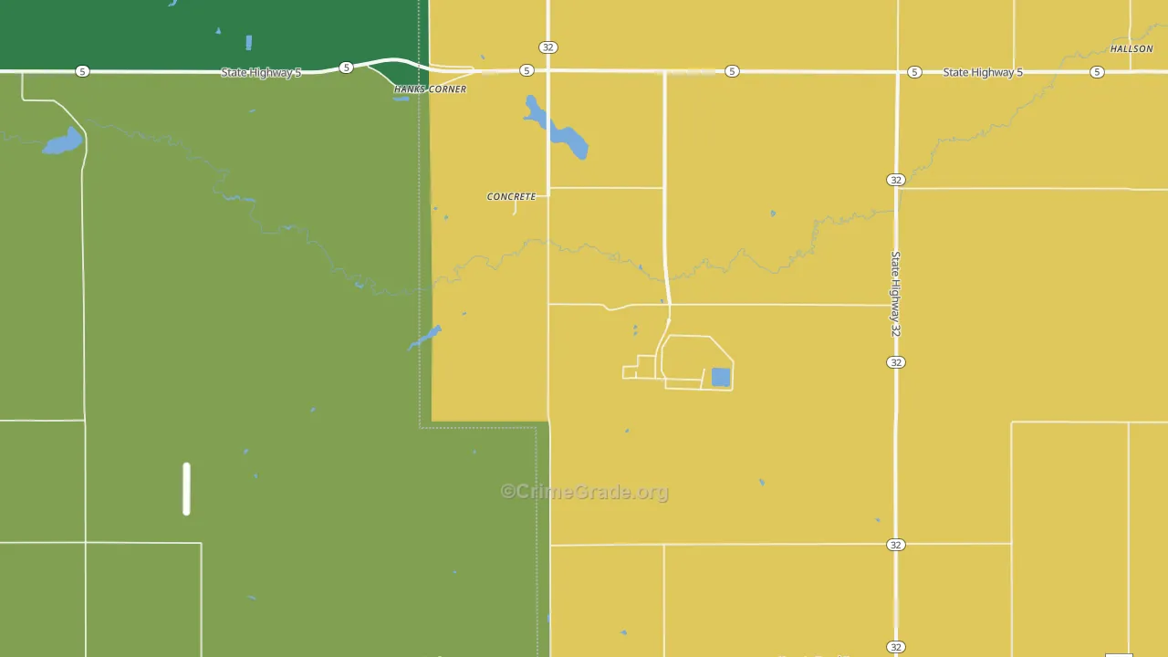 Concrete, ND Map of Vehicle Theft Rates
