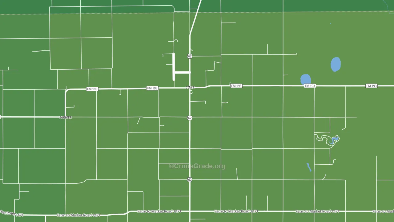 Cone, TX Map of Vehicle Theft Rates