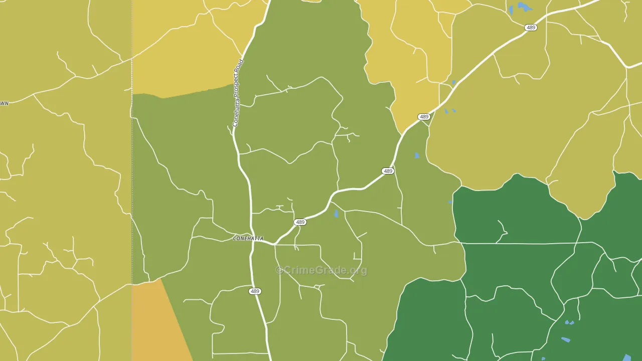 Conehatta, MS Map of Vehicle Theft Rates