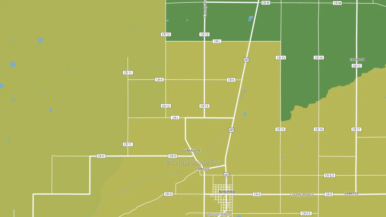 Conejos, CO Map of Vehicle Theft Rates
