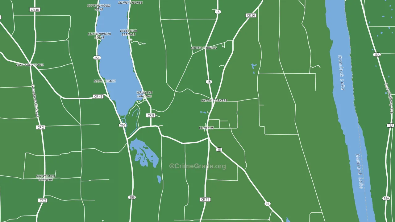 Conesus, NY Map of Vehicle Theft Rates
